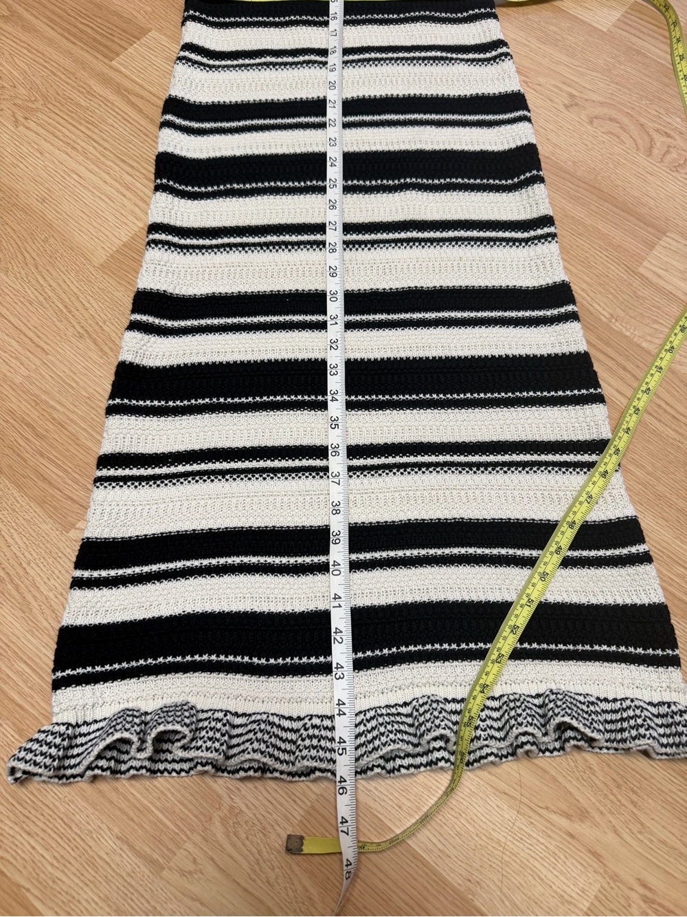 freshman 1996 Small Black Cream Crochet Stripe Knit Maxi Dress - Picture 10 of 10